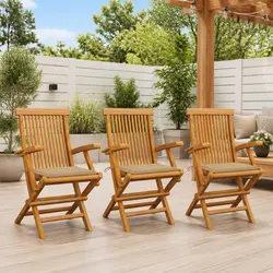 3 Teak Wood Chairs for Outdoor Relaxation and Comfort