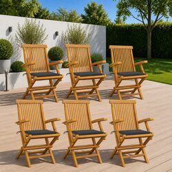 Functional Teak Wood Folding Chairs Set of 6