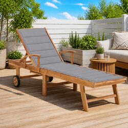 Practical Teak Sun Lounger with Wheels for Outdoor Use