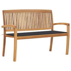 Functional Outdoor Bench 128.5cm Teak Wood with Cushion