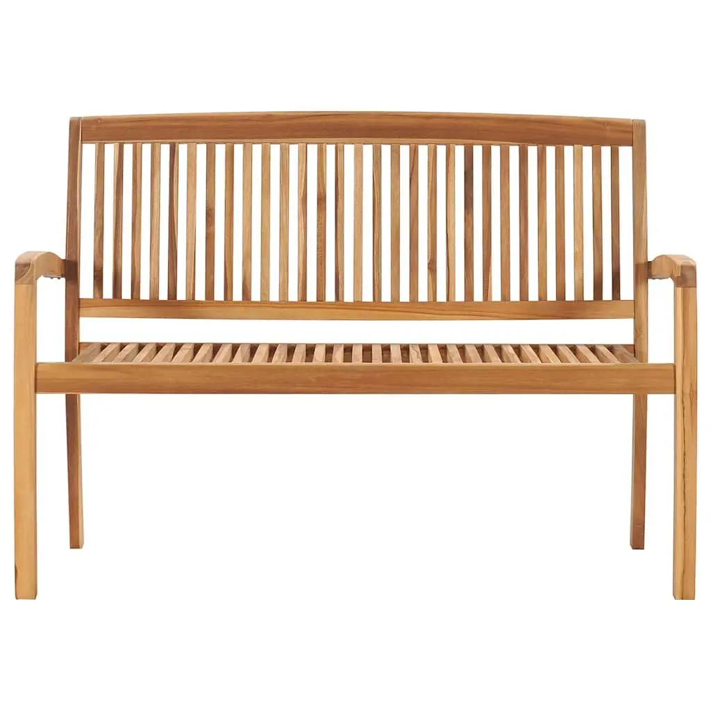 Outdoor Bench Teak Wood Garden Seating 128.5cm with Cushion Stacking Taupe