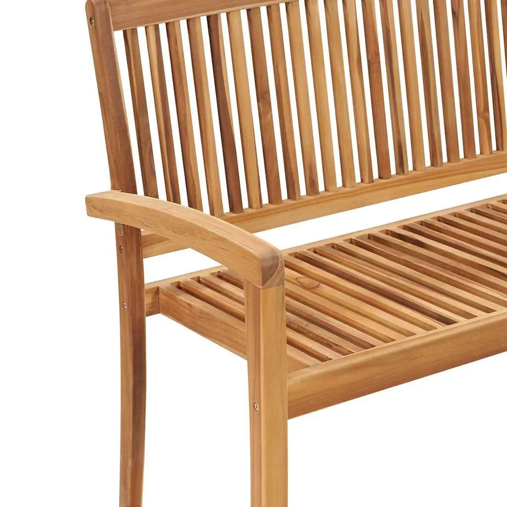 Outdoor Bench Teak Wood Garden Seating 128.5cm with Cushion Stacking Taupe