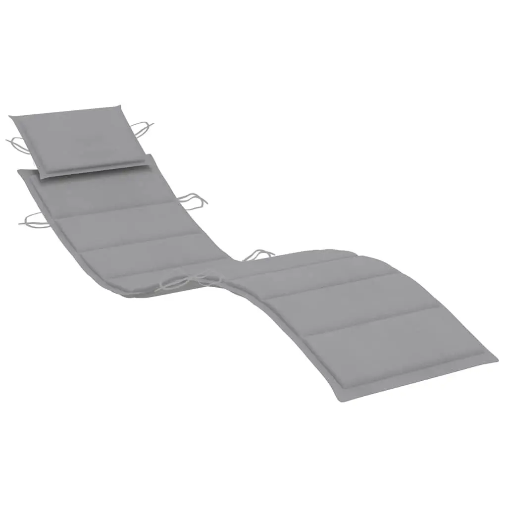 Wooden Rocking Sun Lounger Teak Hardwood Grey with Cushion