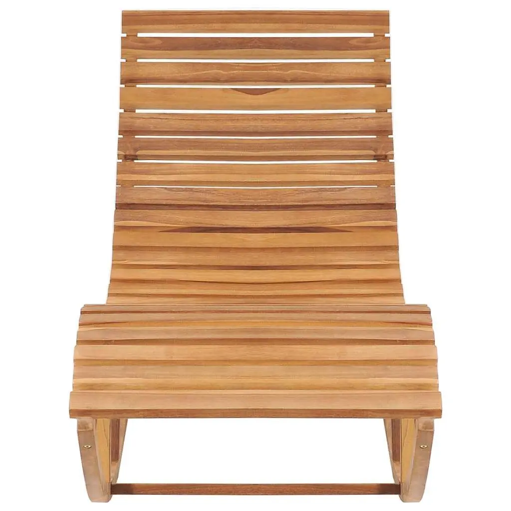 Wooden Rocking Sun Lounger Teak Hardwood Grey with Cushion