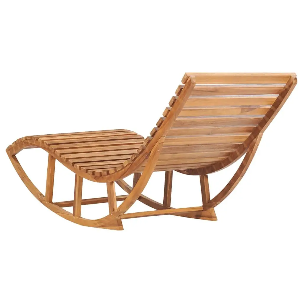 Wooden Rocking Sun Lounger Teak Hardwood Grey with Cushion