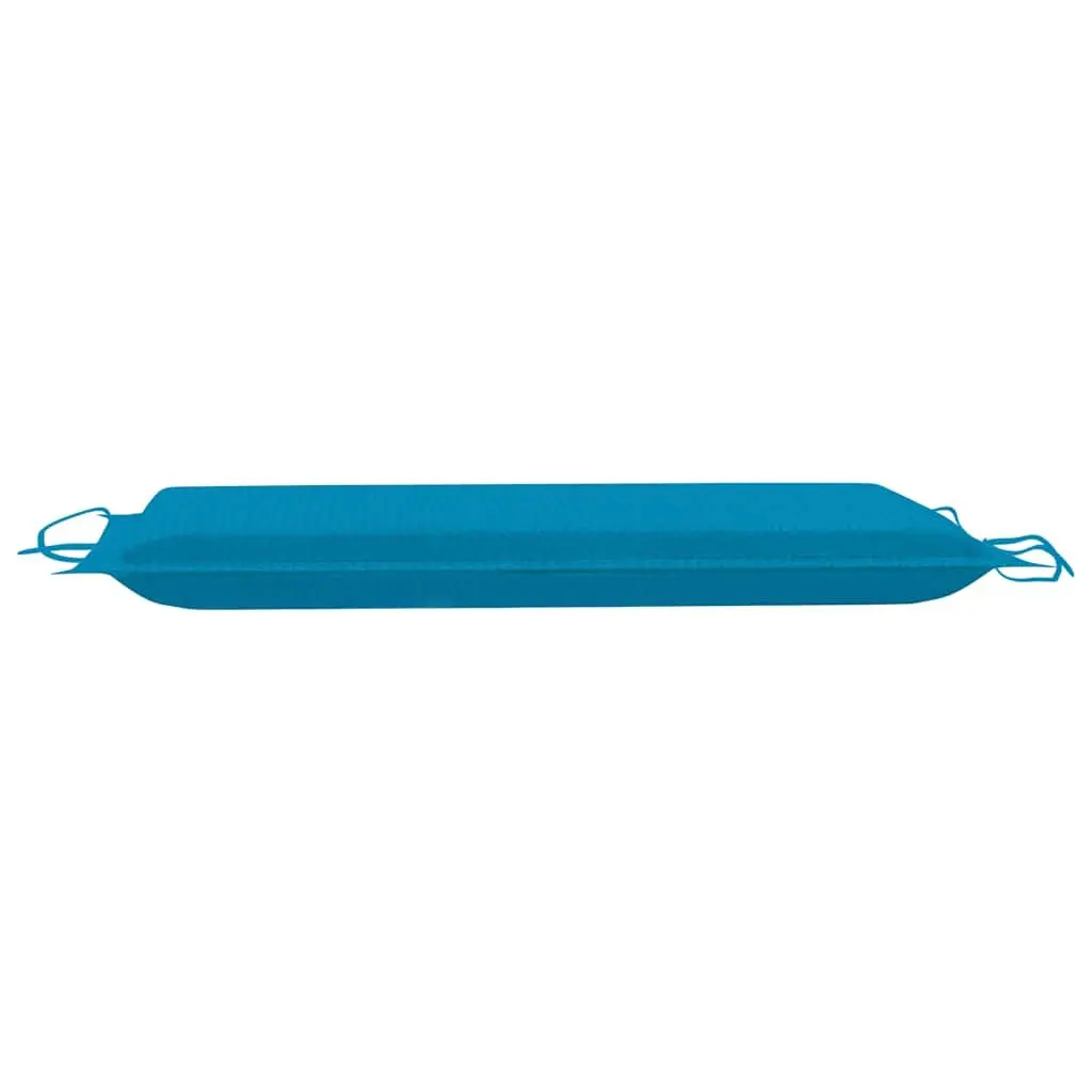 Rocking Sun Lounger Teak Wood Outdoor Blue Cushion