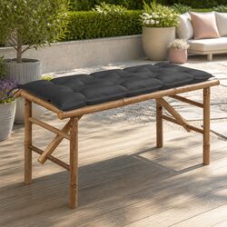 Folding Garden Bench 118cm Outdoor Seating with Cushion Portable Bamboo