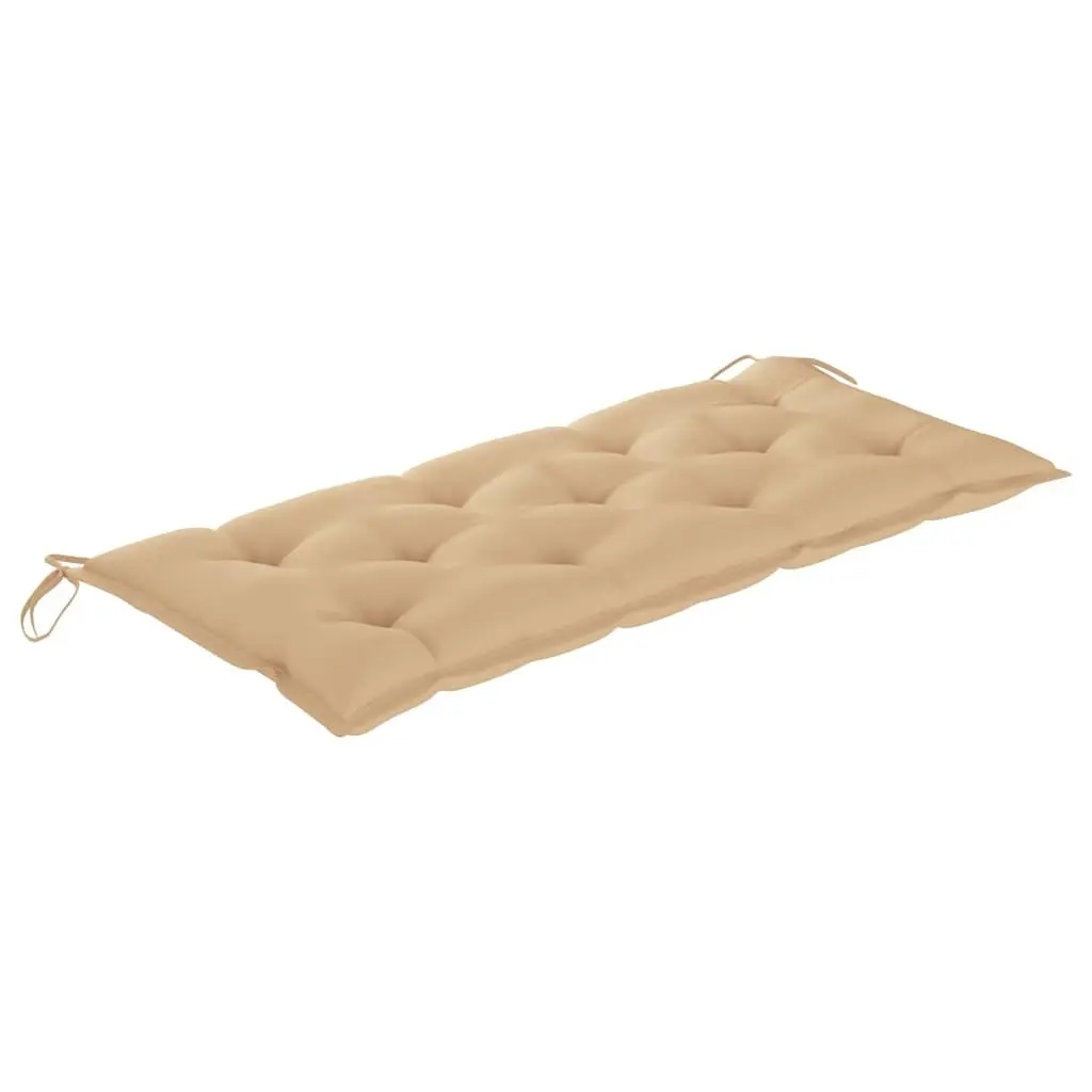 Folding Bamboo Garden Bench 118cm Outdoor Seating Beige Cushion