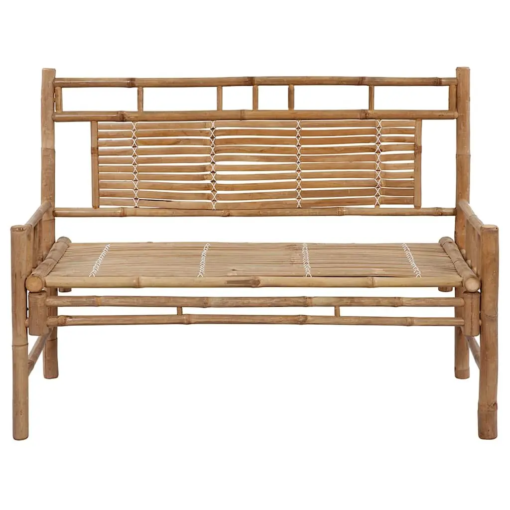 Bamboo Garden Bench Outdoor Seating 120cm Cream Cushion Backrest