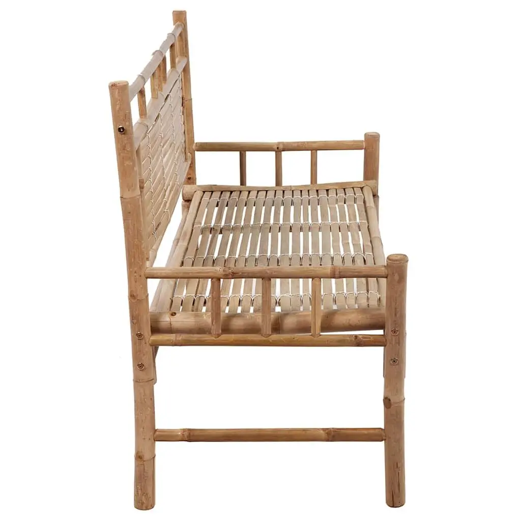 Garden Bench Bamboo 120cm with Backrest Black Cushion