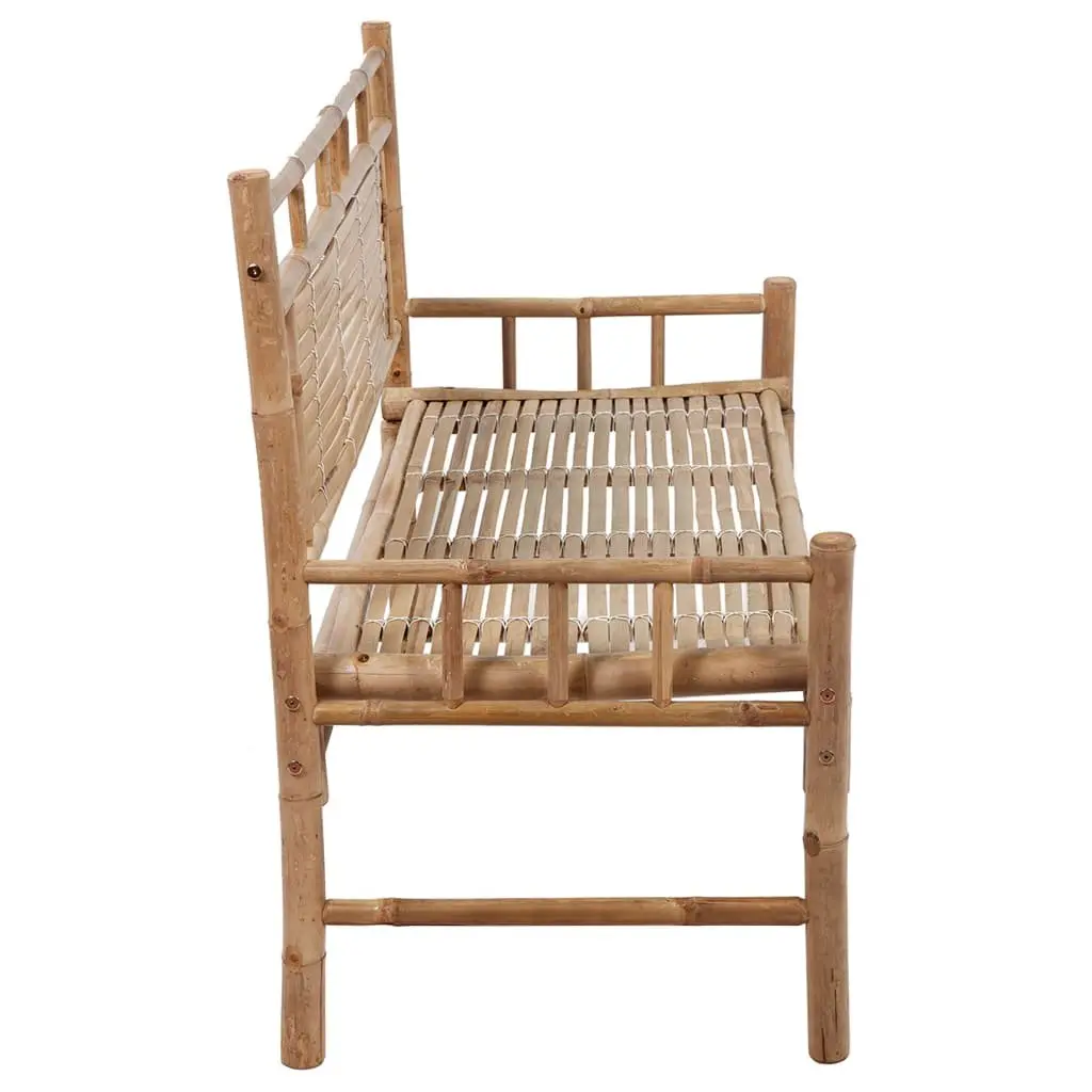Garden Bench Bamboo 120cm with Backrest and Cushion Taupe
