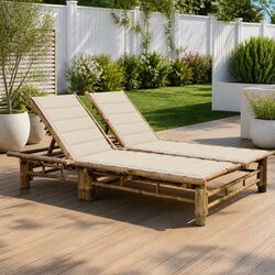 Practical 2-Person Bamboo Lounger for Garden Relaxation