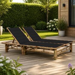 Practical Bamboo Lounger for 2 in Your Garden