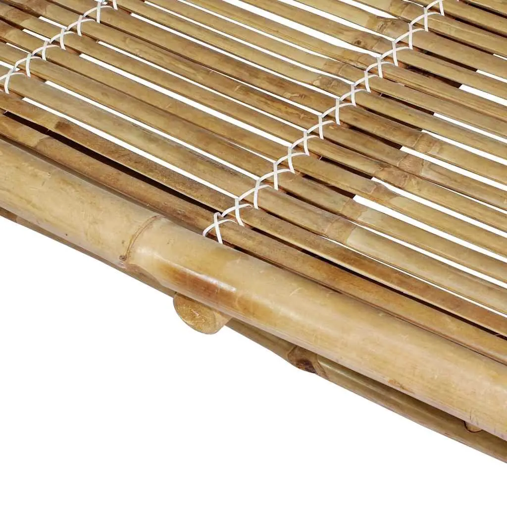 2-Person Sun Lounger Bamboo Outdoor Seating with Adjustable Backrest Cushions