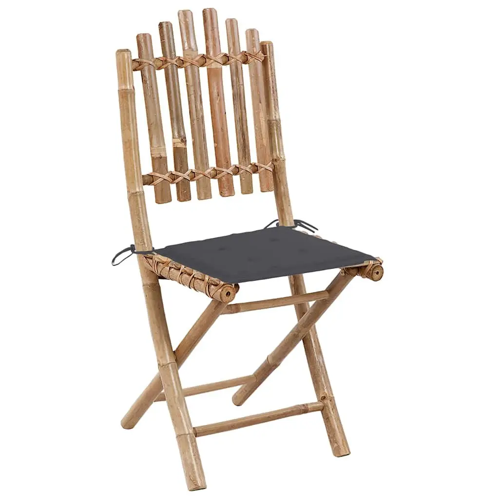 Outdoor Dining Set 5 Piece Folding Garden Furniture with Cushions Bamboo