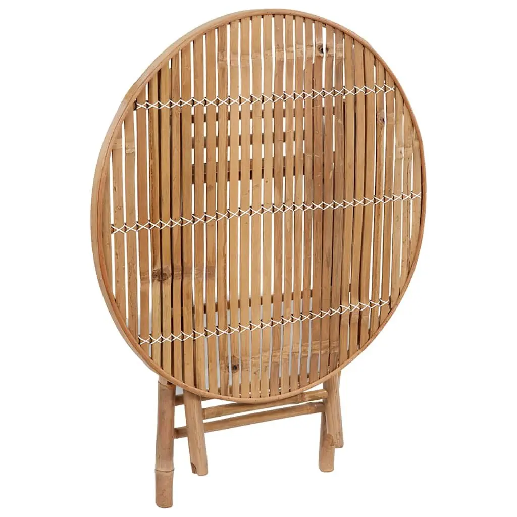 Bamboo Folding 5 Piece Outdoor Dining Set Weather Resistant Table Chairs with Cushions Beige