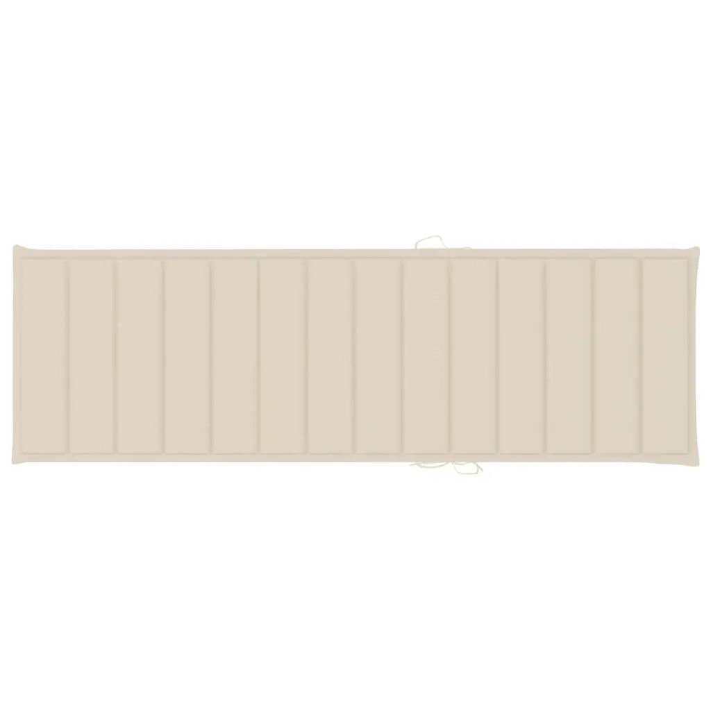 Folding Sun Lounger Acacia Wood Cream Outdoor Garden Lounging Bed with Cushion