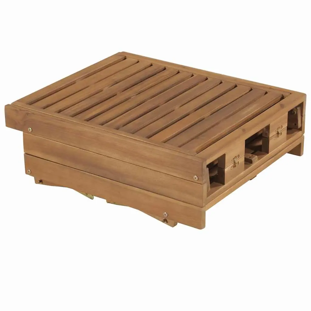 Folding Sun Lounger with Cushion Solid Acacia Wood Outdoor Seating Black