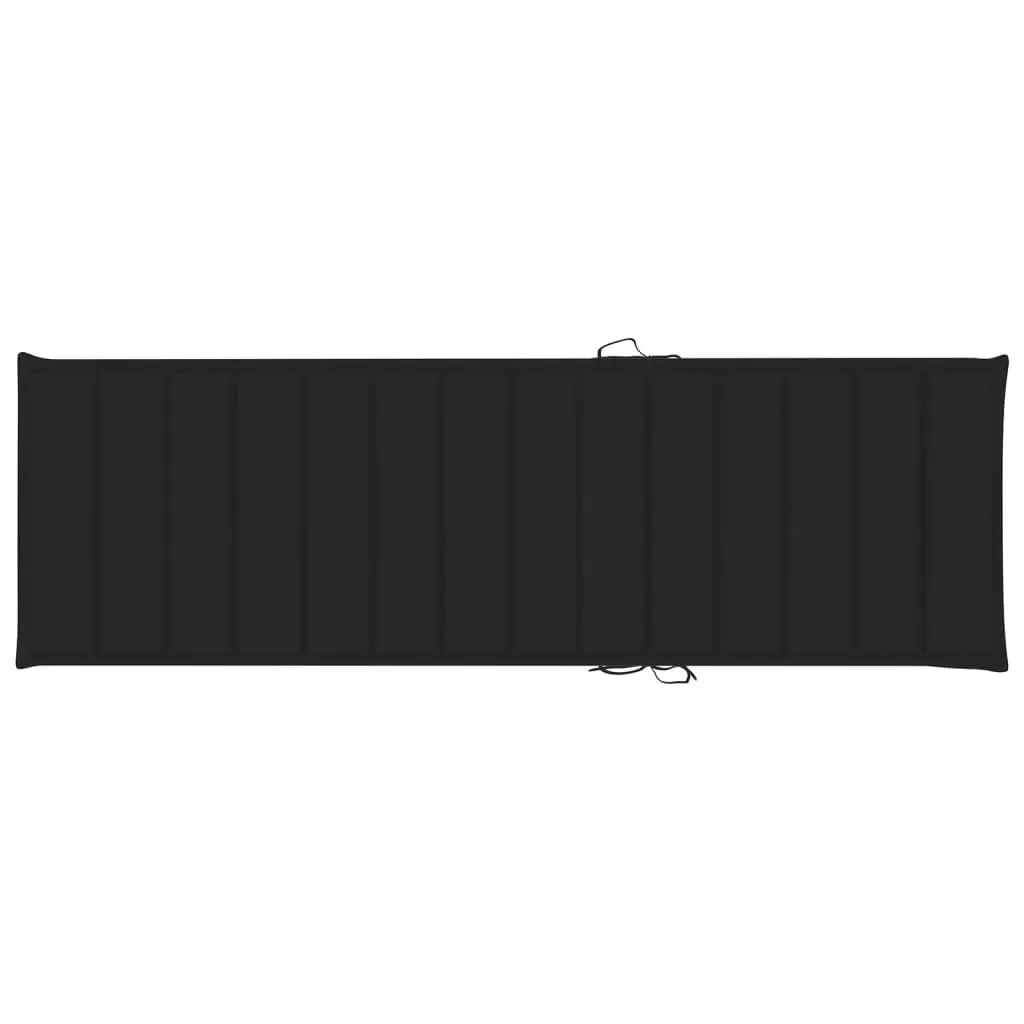 Folding Sun Lounger with Cushion Solid Acacia Wood Outdoor Seating Black