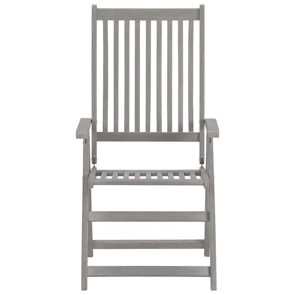 3 Piece Outdoor Armchair Set Adjustable Backrest Cushions Solid Wood Grey Wash