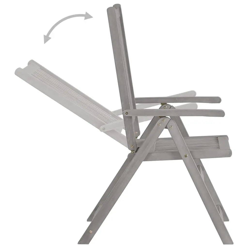 3 Piece Outdoor Armchair Set Adjustable Backrest Cushions Solid Wood Grey Wash