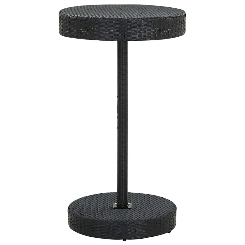 3 Piece Garden Bar Set Poly Rattan Bar Table Stools Black