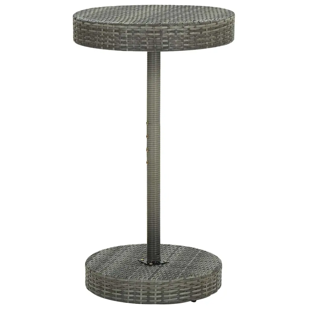 3 Piece Garden Bar Set Steel Frame Poly Rattan Bar Table and Stools Grey