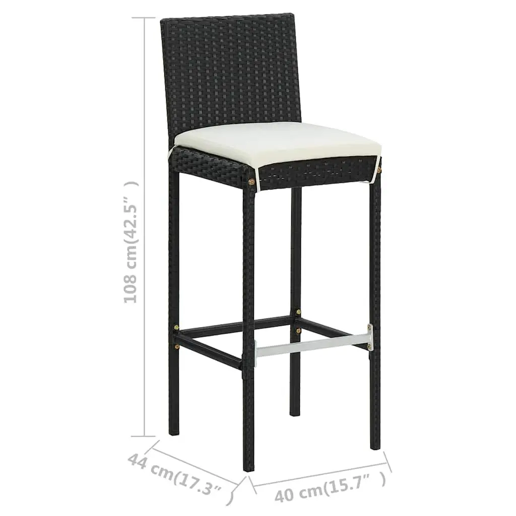 5 Piece Garden Bar Set Poly Rattan Outdoor Bar Table Stools Black
