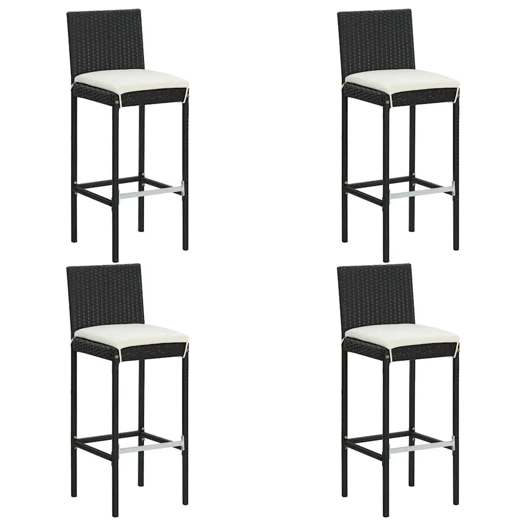 5 Piece Garden Bar Set Poly Rattan Outdoor Bar Table Stools Black