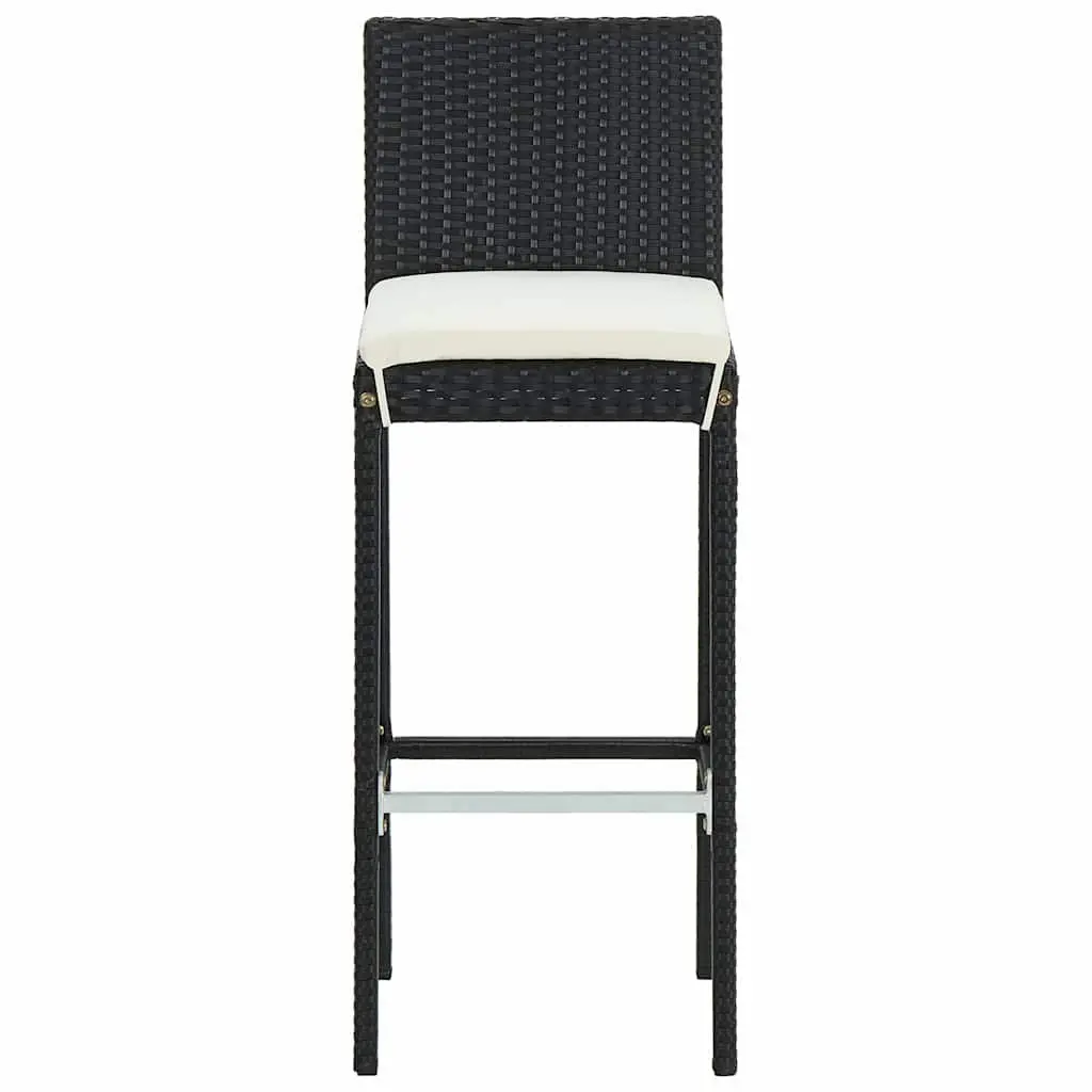 5 Piece Garden Bar Set Poly Rattan Outdoor Bar Table Stools Black