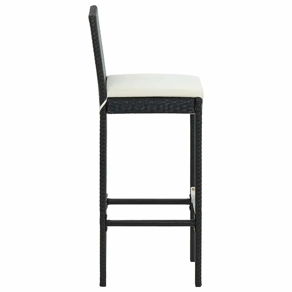 5 Piece Garden Bar Set Poly Rattan Outdoor Bar Table Stools Black