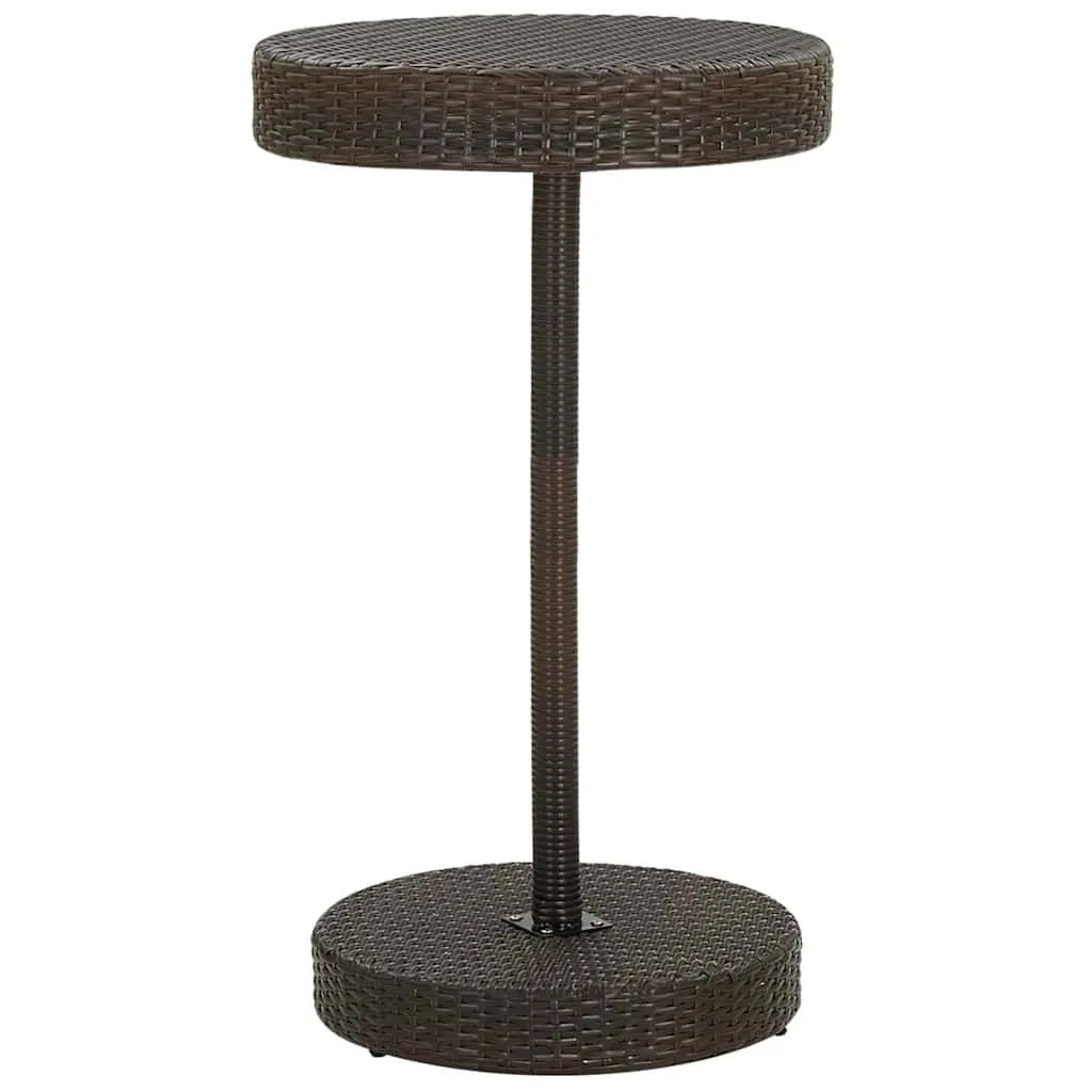 3 Piece Garden Bar Set Powder Coated Steel Brown Poly Rattan Outdoor Bar Table Stools