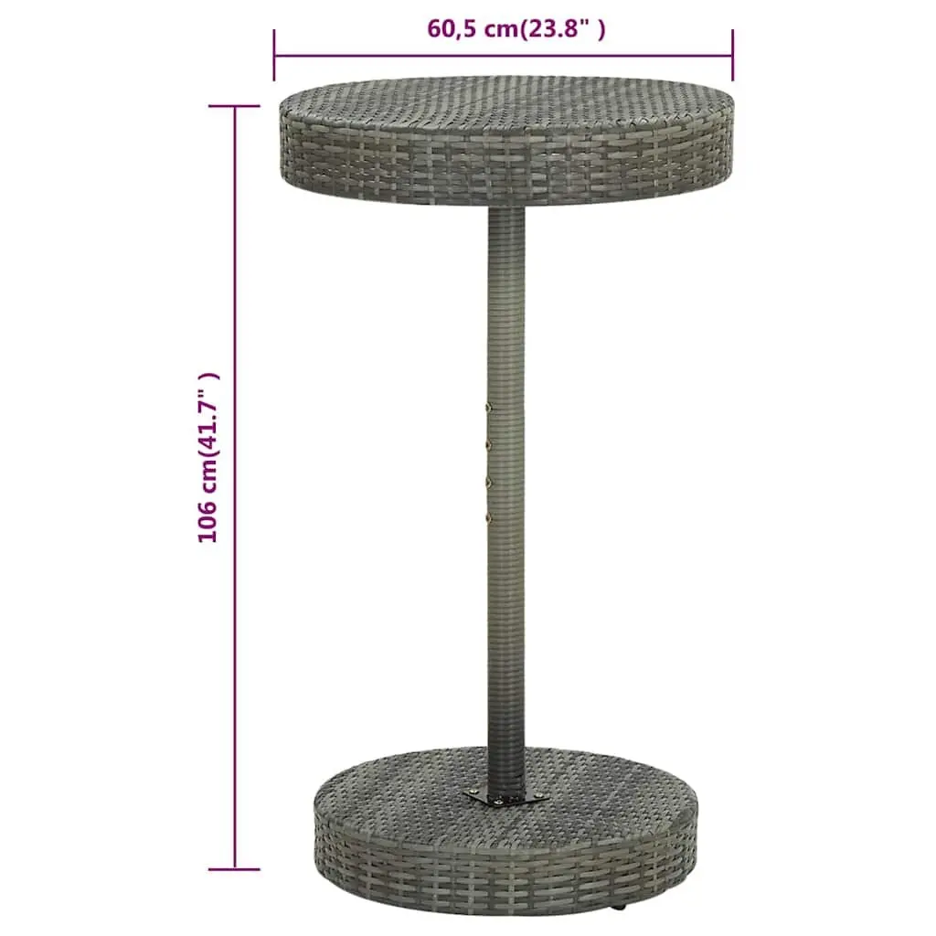 3 Piece Garden Bar Set Powder-Coated Steel Grey Outdoor Bar Table and Stools PE Rattan