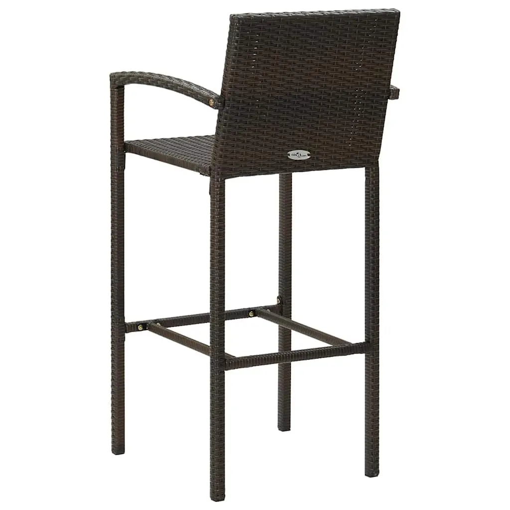 Garden Bar Set Poly Rattan Outdoor Bar Table and Stools 5 Piece Brown