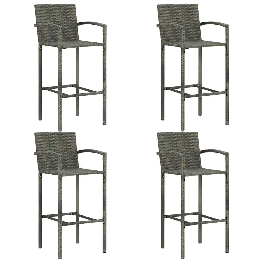5 Piece Garden Bar Set Outdoor Poly Rattan Table Stools Grey