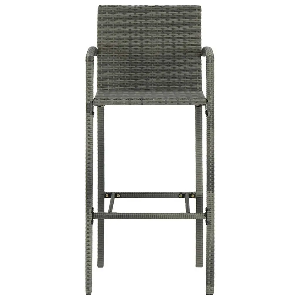 5 Piece Garden Bar Set Outdoor Poly Rattan Table Stools Grey