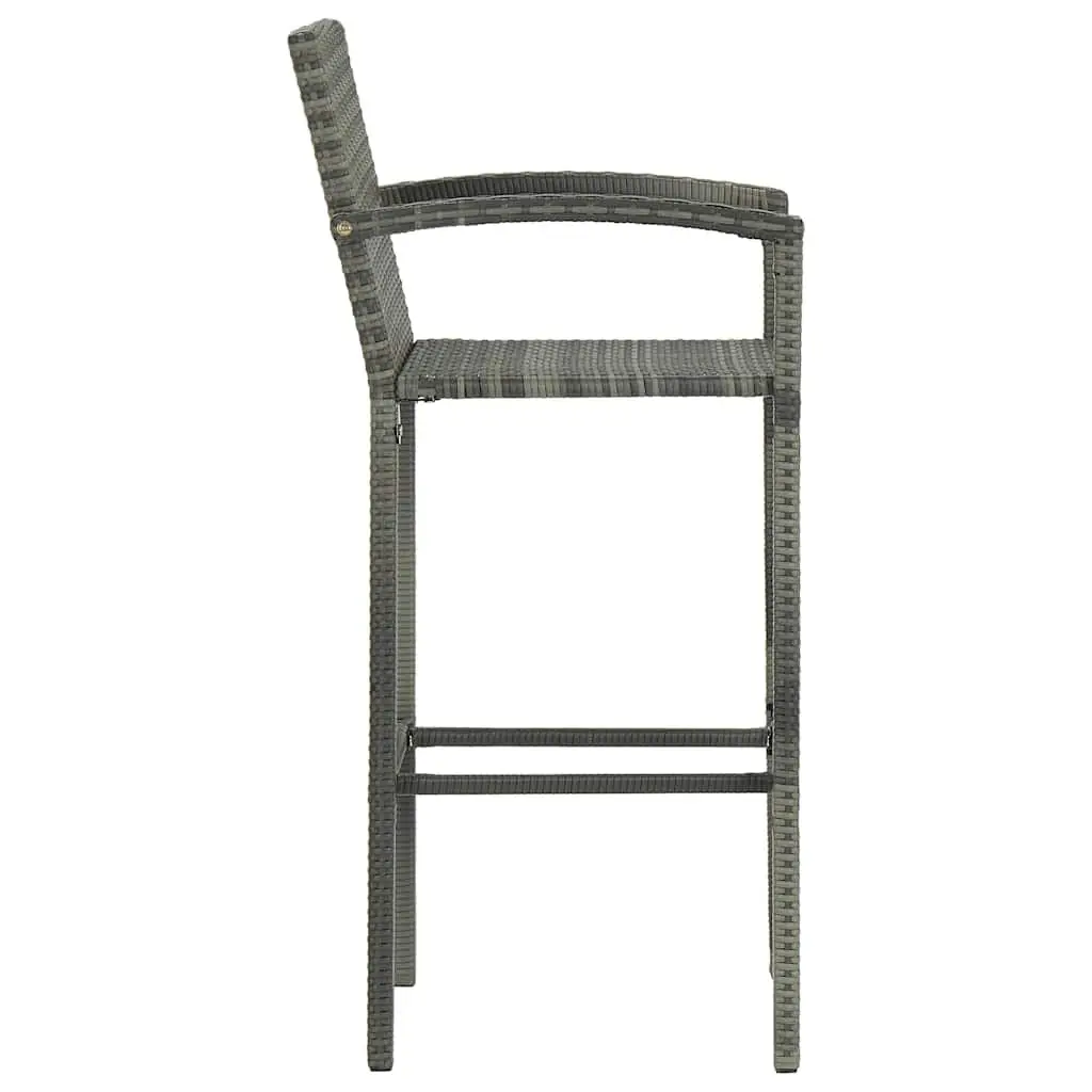 5 Piece Garden Bar Set Outdoor Poly Rattan Table Stools Grey