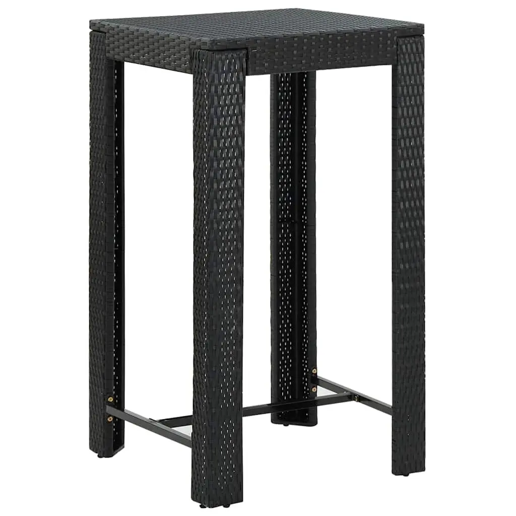 3 Piece Outdoor Bar Set Poly Rattan Bar Table Stools Black