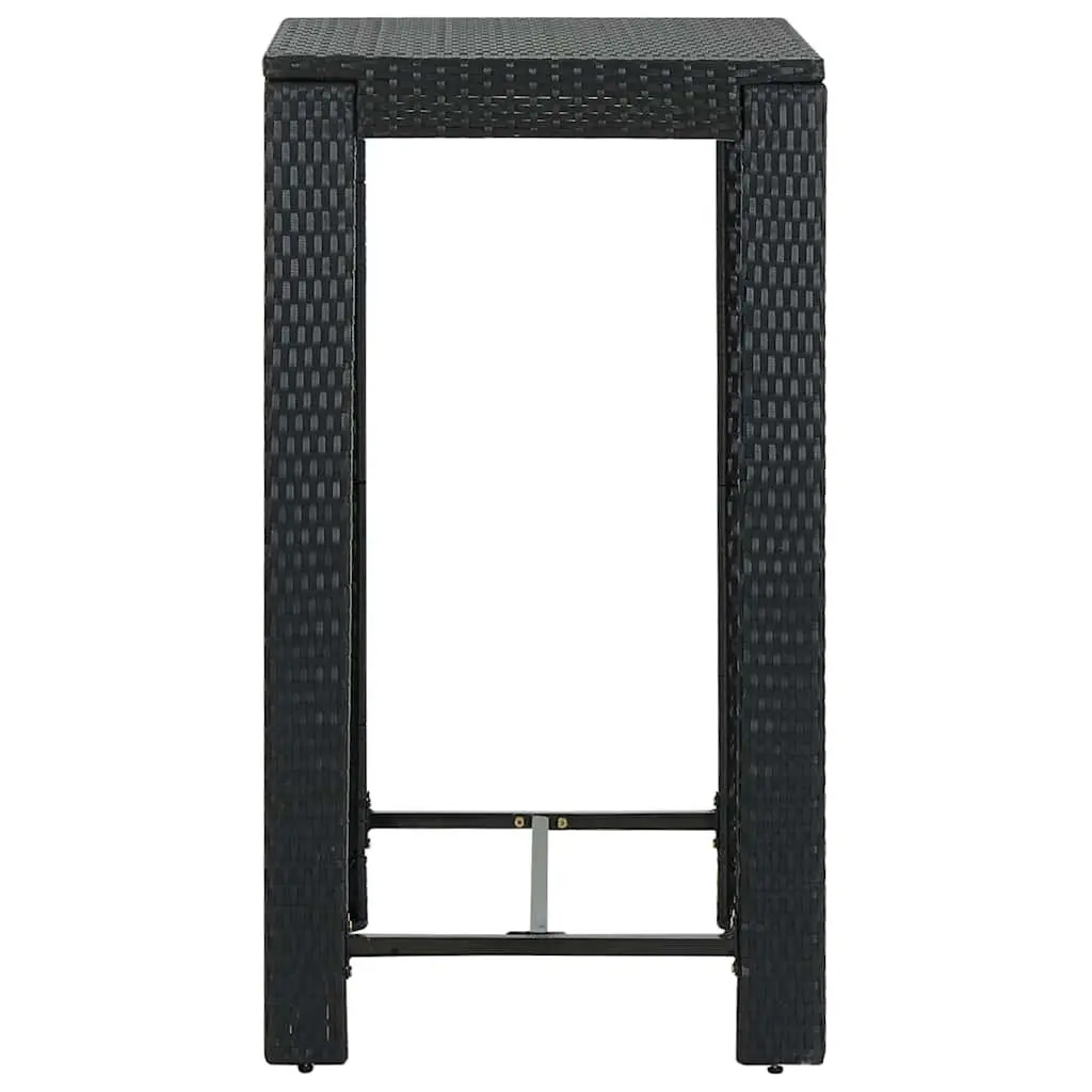 3 Piece Outdoor Bar Set Poly Rattan Bar Table Stools Black