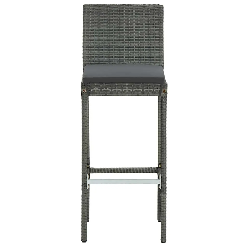 3 Piece Outdoor Bar Set Poly Rattan Garden Bar Table and Stools Grey