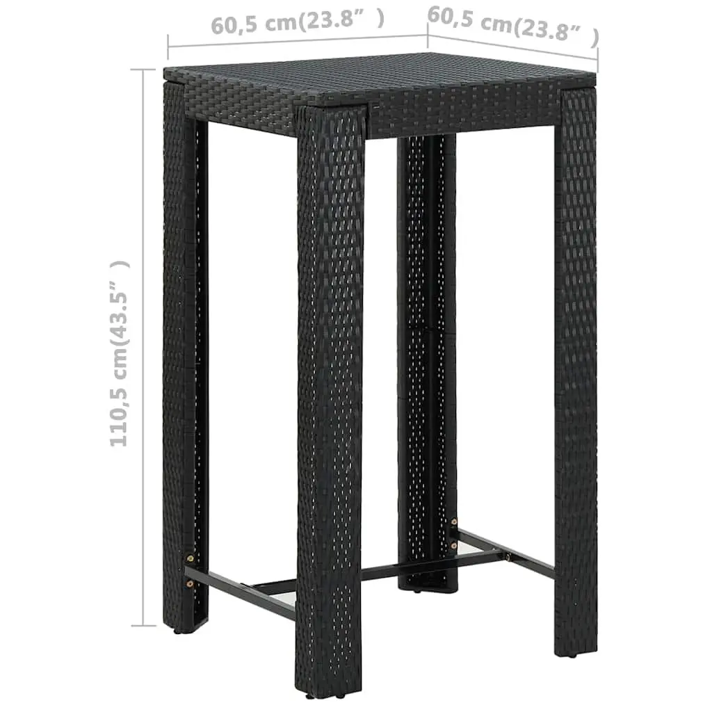 Outdoor Bar Set Poly Rattan 5 Piece Black Garden Bar Table Stools