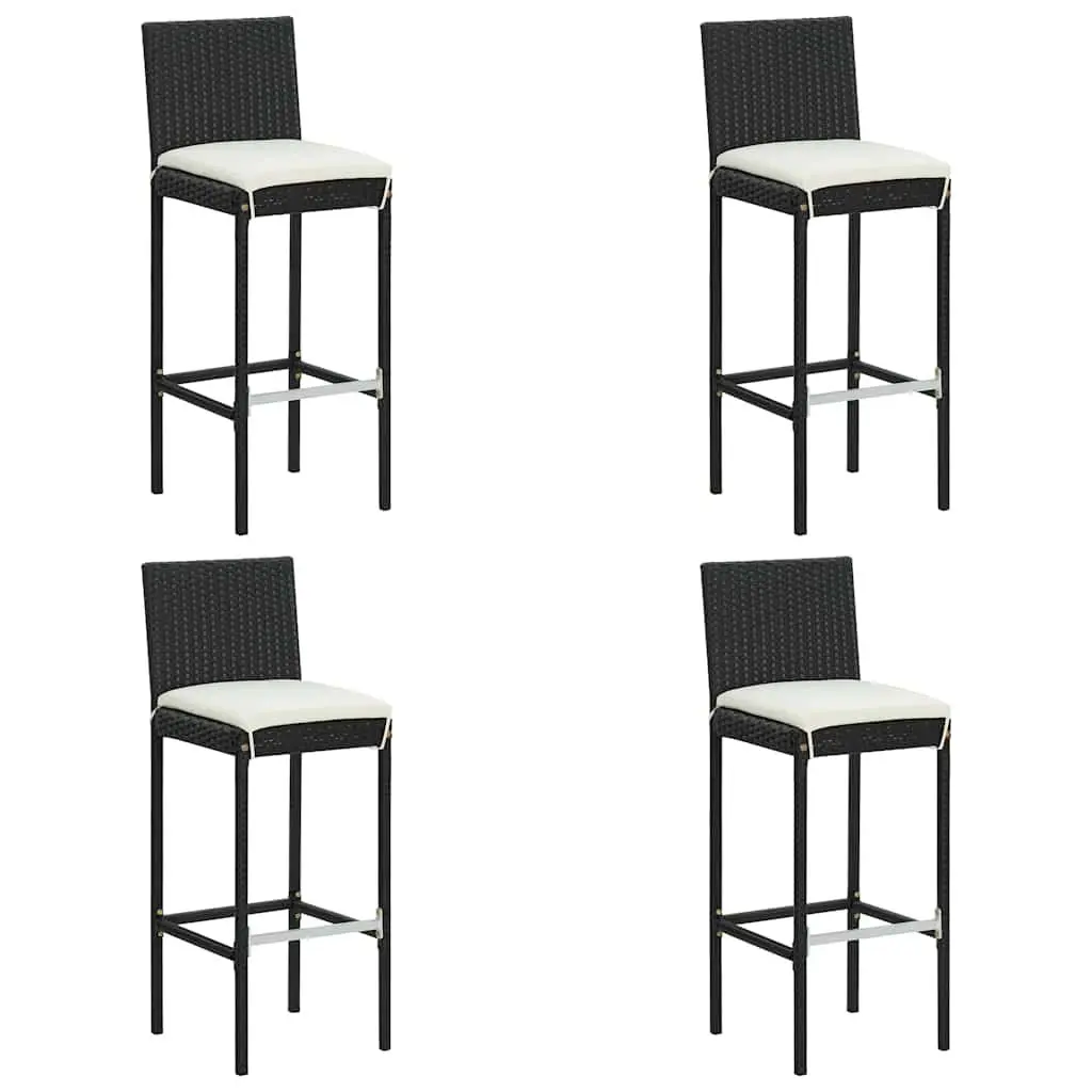 Outdoor Bar Set Poly Rattan 5 Piece Black Garden Bar Table Stools