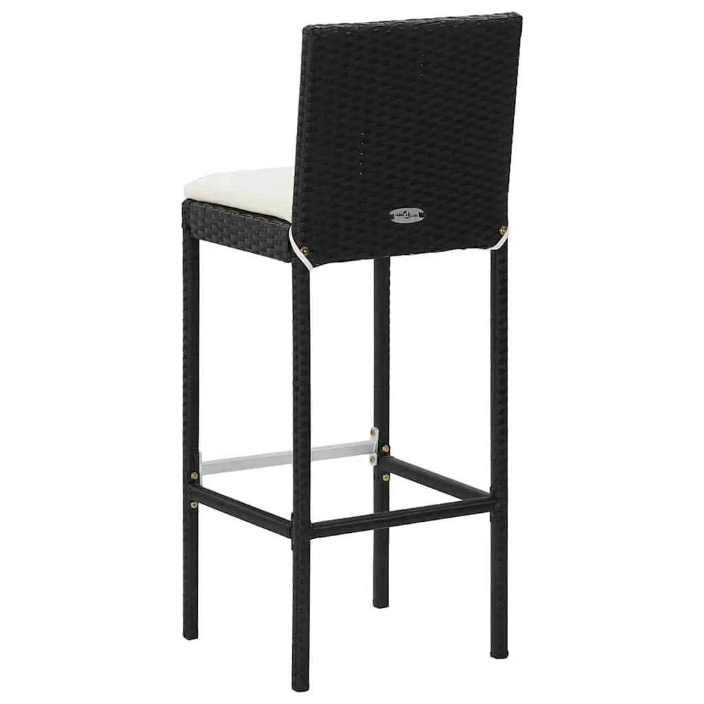 Outdoor Bar Set Poly Rattan 5 Piece Black Garden Bar Table Stools