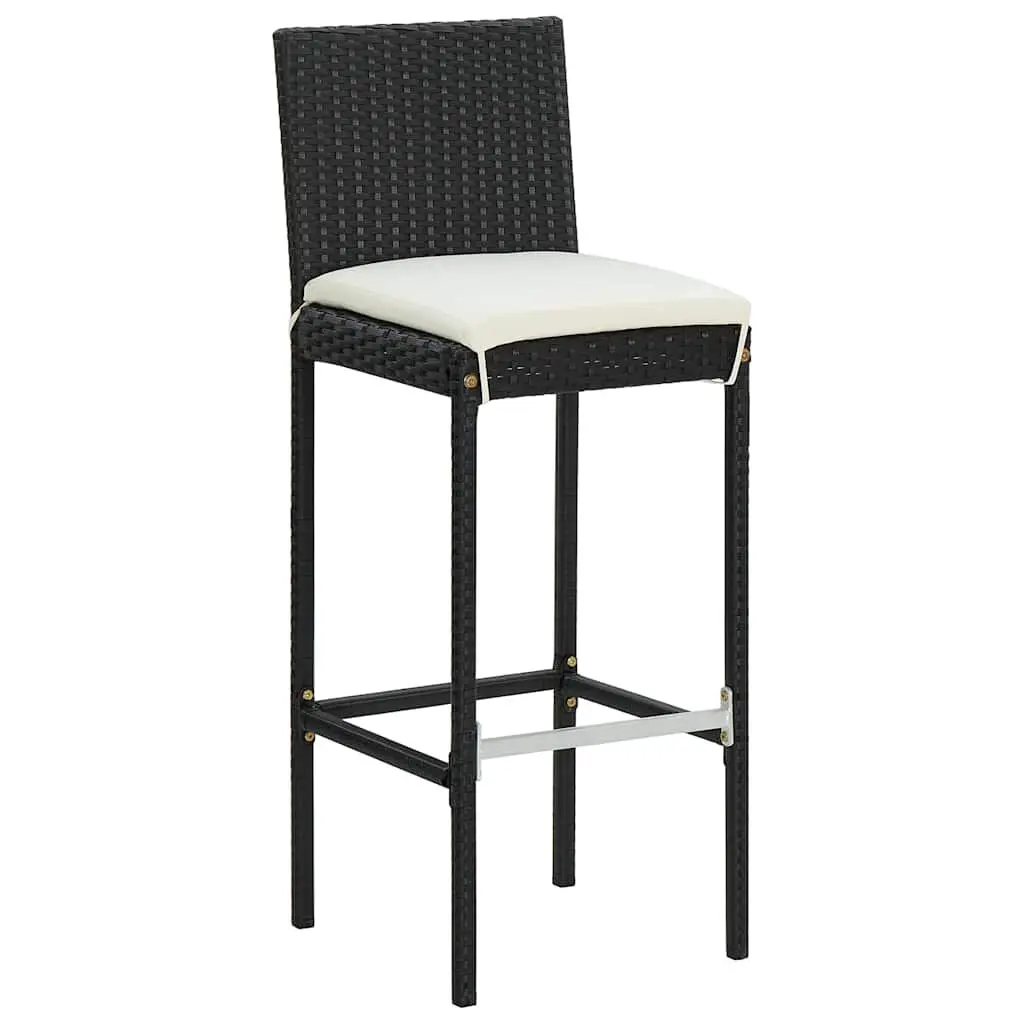 7 Piece Outdoor Bar Set Poly Rattan Garden Bar Table Stools Black