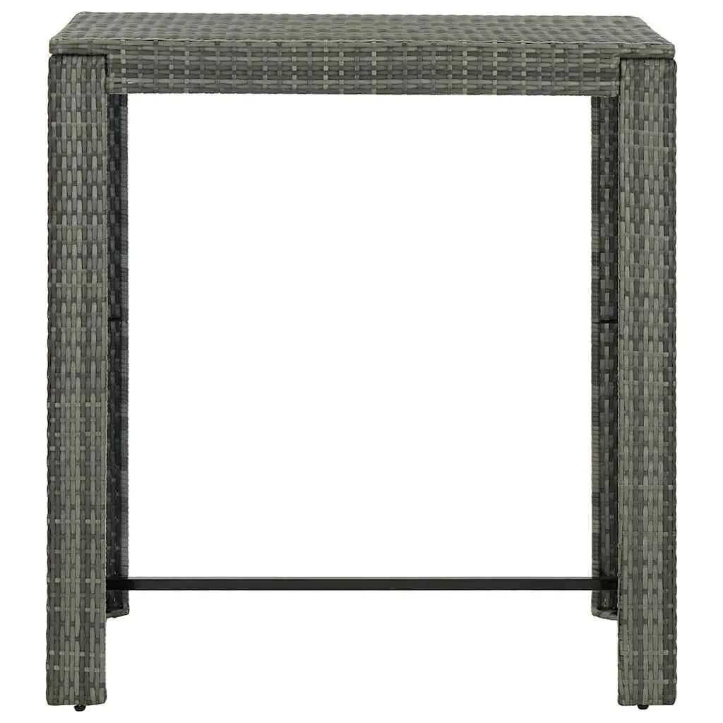 Outdoor Bar Set Grey Cushioned Poly Rattan Table and Stools 7 Piece for Patio Garden