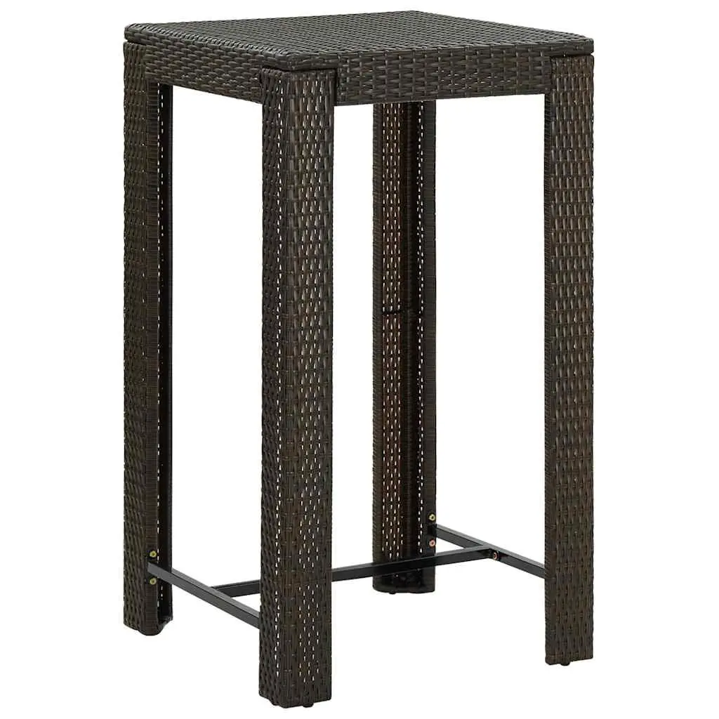 Outdoor Bar Set Poly Rattan 5 Piece Brown with Armrest Bar Table and Stools