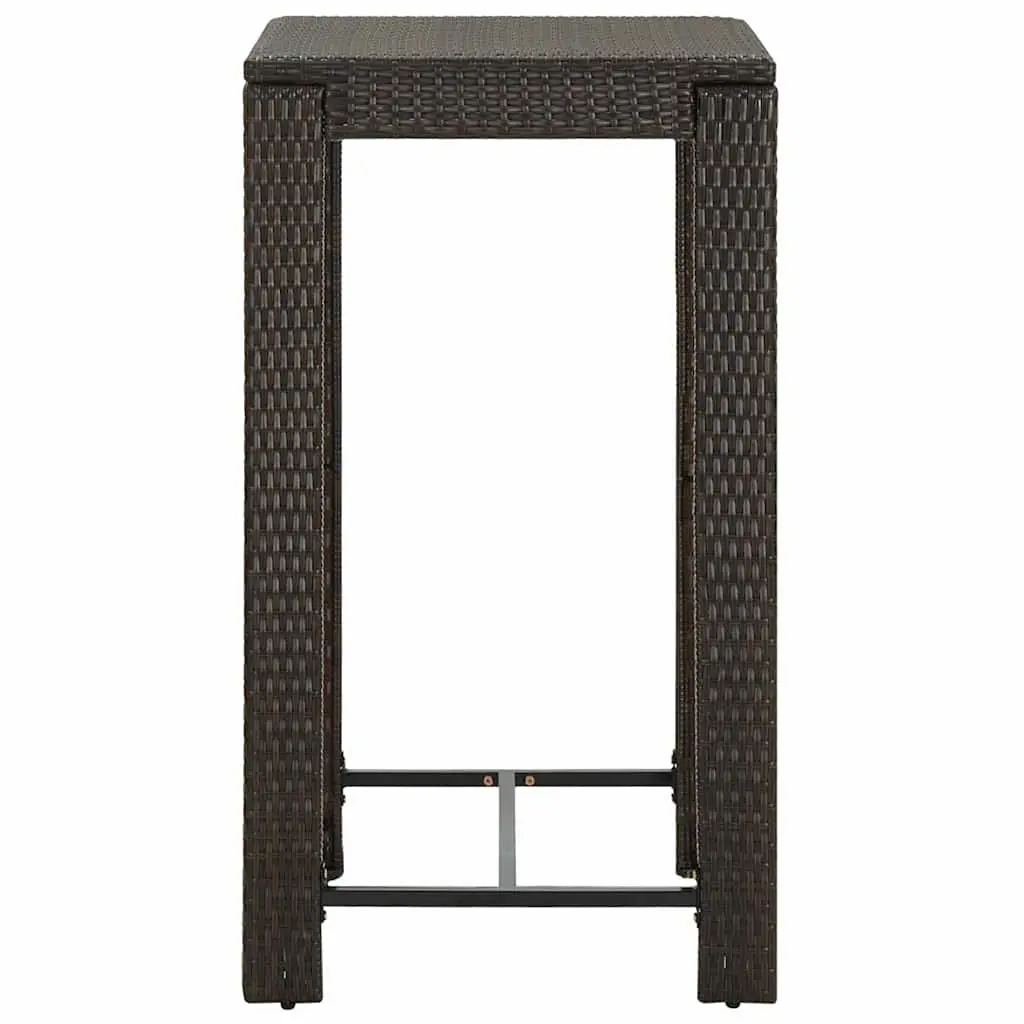 Outdoor Bar Set Poly Rattan 5 Piece Brown with Armrest Bar Table and Stools