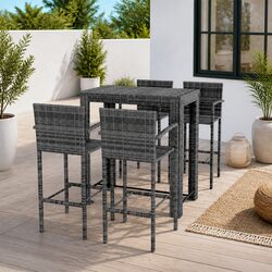 Versatile 5 Piece Grey Rattan Bar Set for Any Patio