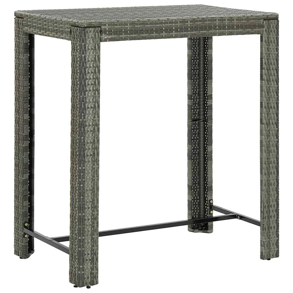 5 Piece Outdoor Bar Set Powder-Coated Steel and PE Rattan Grey Bar Table and Stools