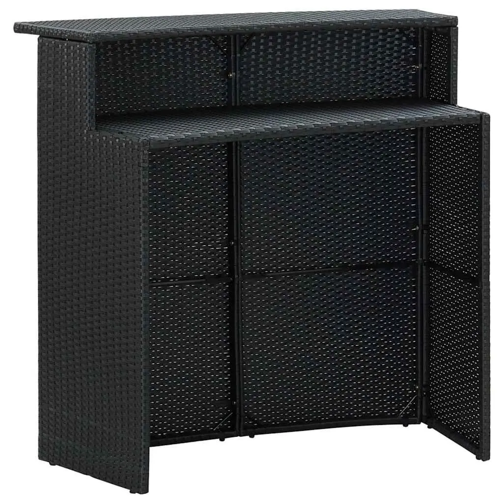 Garden Bar Set PE Rattan Powder-Coated Steel 4 Piece Black Outdoor Patio Furniture